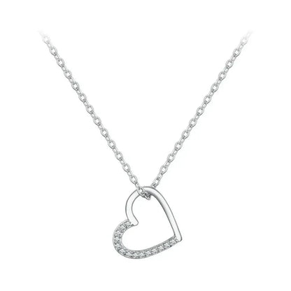 Genuine 925 Sterling Silver The Shape of Love Chain Necklace for Women - Fine jewellery 18.11’’ Collar - Necklaces