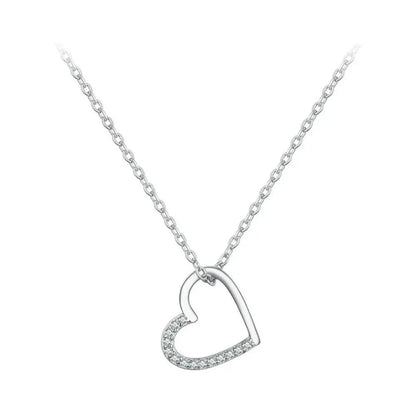 Genuine 925 Sterling Silver The Shape of Love Chain Necklace for Women - Fine jewellery 18.11’’ Collar - Necklaces