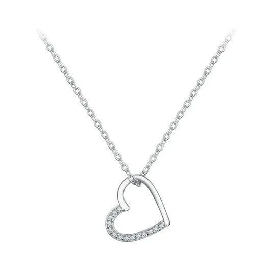 Genuine 925 Sterling Silver The Shape of Love Chain Necklace for Women - Fine jewellery 18.11’’ Collar - Necklaces