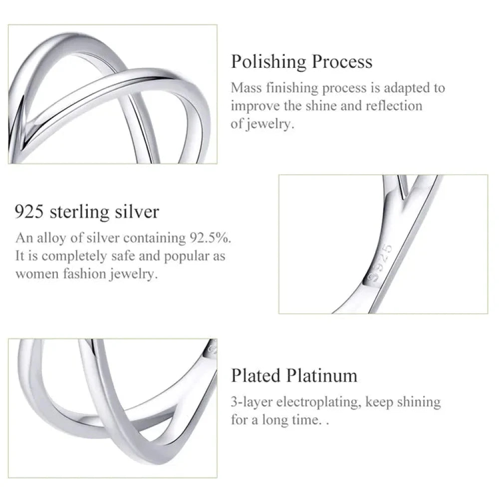 Breathtaking 14K Gold Plated X Ring Elegant Minimalist 925 Sterling Silver Cross For Women Promise Jewelry Scr543 Rings