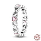 Endless Love 925 Sterling Silver Infinity Heart Ring with Pink Cubic Zirconia 8 Rings