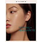 Radiant Moissanite Stud Earrings | D Color Round Cut 925 Silver Gold Plated