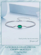 Elegant Green Zircon Chopin Sterling Silver Bracelet Bracelets