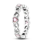 Endless Love 925 Sterling Silver Infinity Heart Ring with Pink Cubic Zirconia Rings