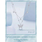 925 Sterling Silver Double layer Tassel Butterfly Pendant Necklace for Women Elegant Fine jewelry Necklaces