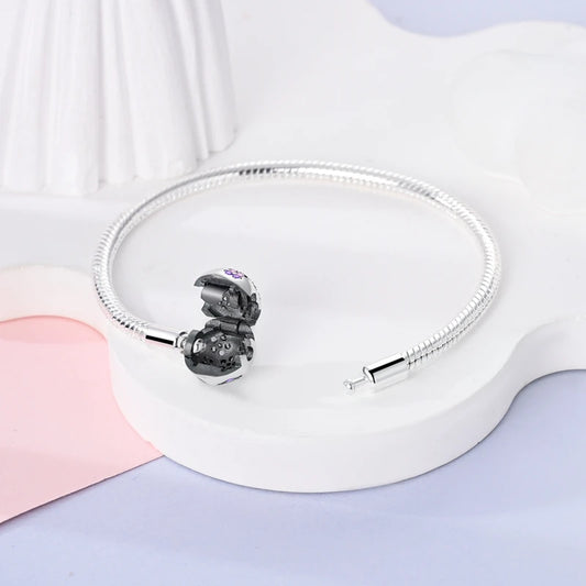 Floral Clasp Sterling Silver Snake Chain Bracelet - Charm Bracelets
