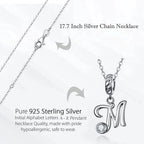 Chic And Timeless 925 Sterling Silver Initial Pendant Necklace | Platinum Plated Vintage Letter A To Z | Women’S Fine