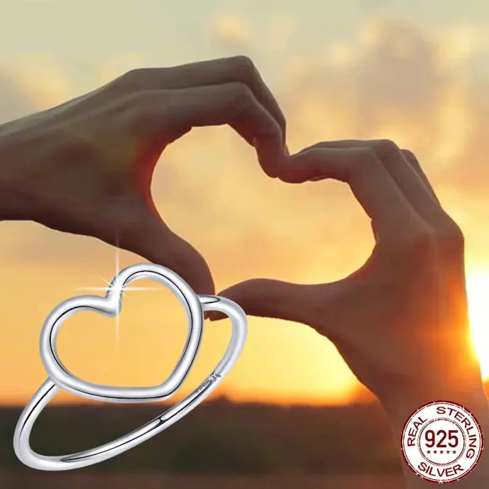 Exquisite 925 Sterling Silver Heart Rings for Women - Romantic Statement jewellery