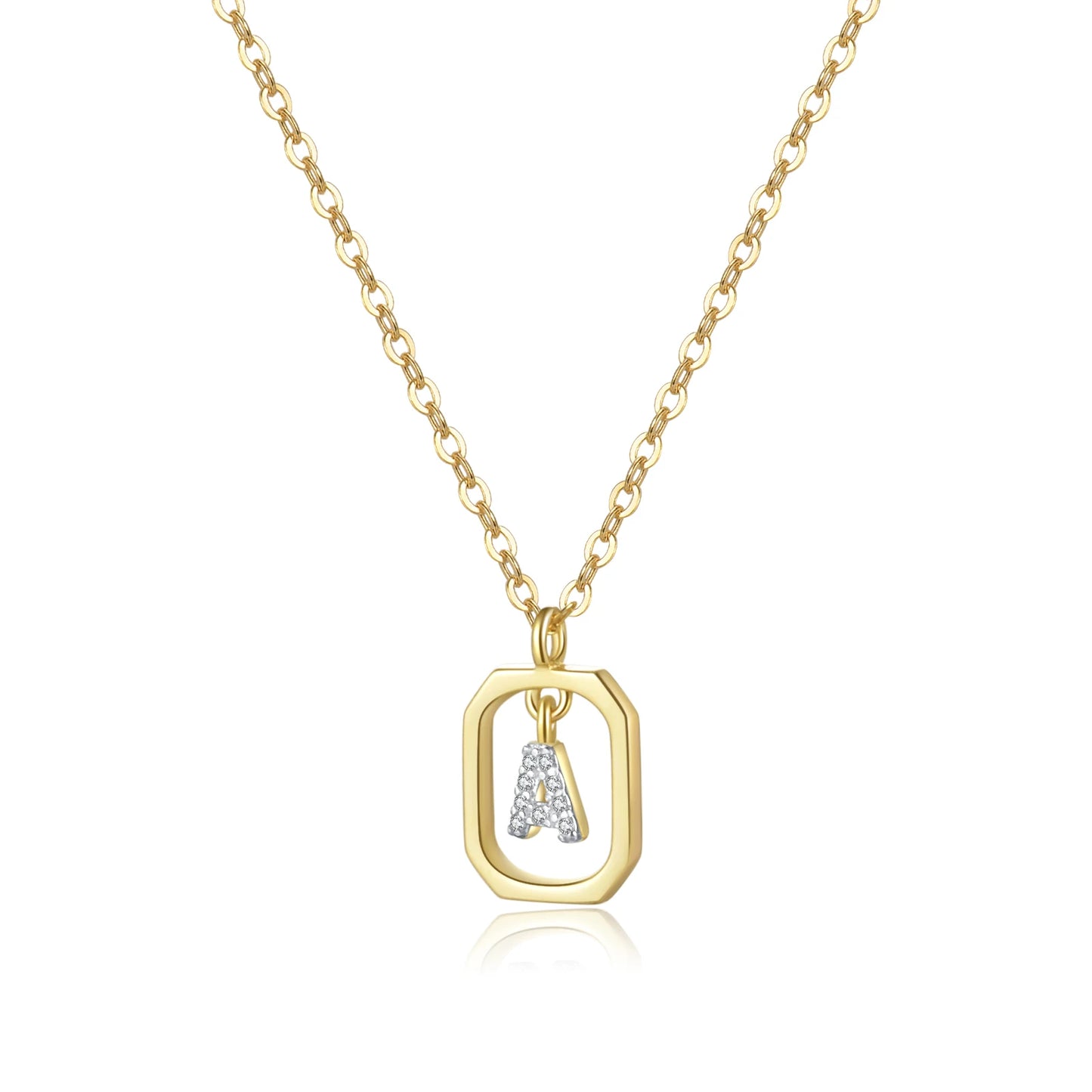 Personalized Initial Sterling Silver Pendant Necklace - Gold A - Necklaces