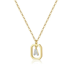 Initial necklace silver letter pendant in 925 sterling silver
