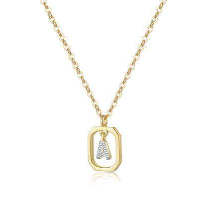 Personalized Initial Sterling Silver Pendant Necklace - Gold A - Necklaces
