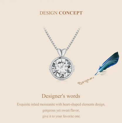 Timeless Elegance: 1.0 Carat Moissanite Sterling Silver Little Heart Chain Pendant Necklace - Necklaces