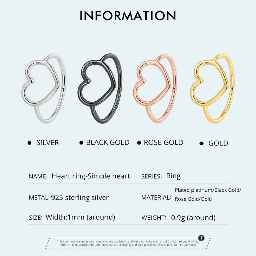 Exquisite 925 Sterling Silver Heart Rings for Women - Romantic Statement jewellery