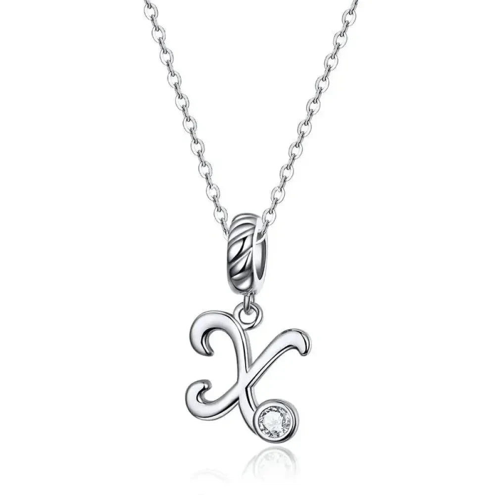 Chic and Timeless 925 Sterling Silver Initial Pendant Necklace | Platinum Plated Vintage Letter A to Z | Women’s Fine