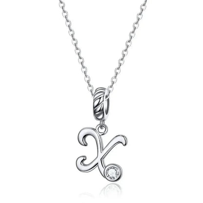 Chic and Timeless 925 Sterling Silver Initial Pendant Necklace | Platinum Plated Vintage Letter A to Z | Women’s Fine