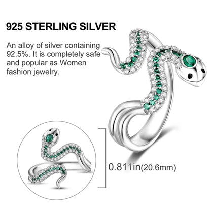 Uncoil Enchantment: Green Snake Ring with Shimmering Zirconia - Rings