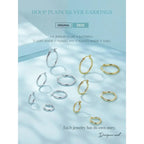 14K White Gold Plated 925 Sterling Silver Hoop Earrings Stylish And Hypoallergenic Jewelry For Women