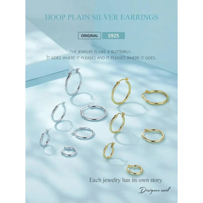 14K White Gold-Plated 925 Sterling Silver Hoop Earrings - Stylish and Hypoallergenic jewellery for Women