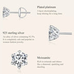 Radiant Moissanite Stud Earrings | D Color Round Cut 925 Silver Gold Plated