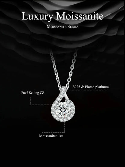 Dazzling 1ct Moissanite Sterling Silver Pendant Necklace - Necklaces