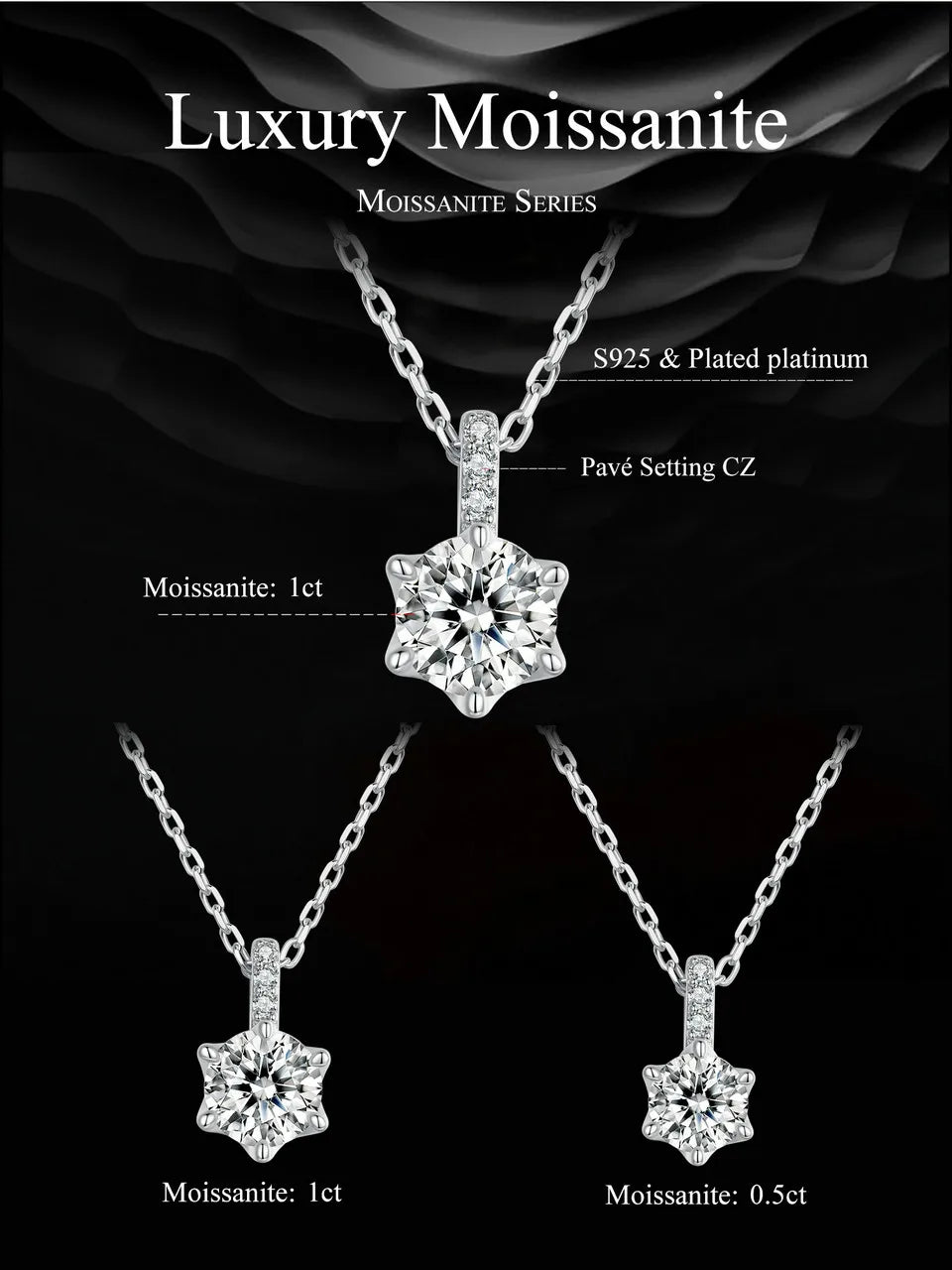 Glamorous Gem 1ct Moissanite Sterling Silver Pendant Necklace - Necklaces