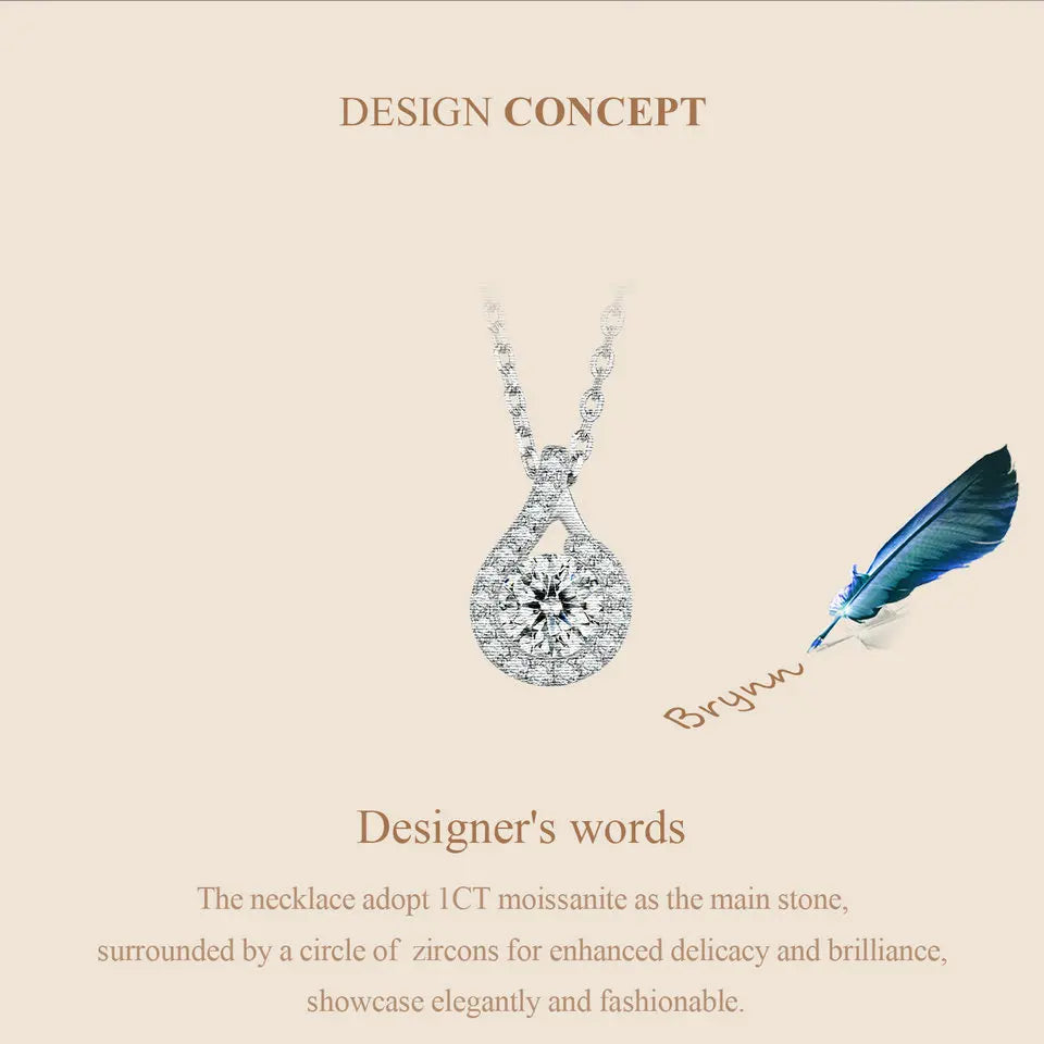Dazzling 1ct Moissanite Sterling Silver Pendant Necklace - Necklaces