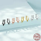 925 Sterling Silver Starlike Earrings Minimalist Star Shape Ear Buckle for Women Fashion jewelry SCE1136 Hoop