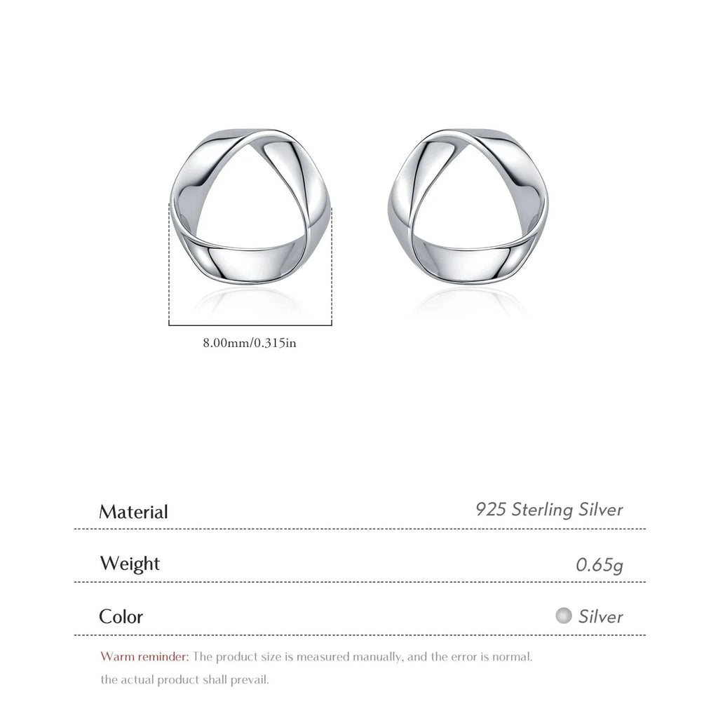 925 Sterling Silver Minimalist Wavy Stud Earrings - Women Fine jewellery