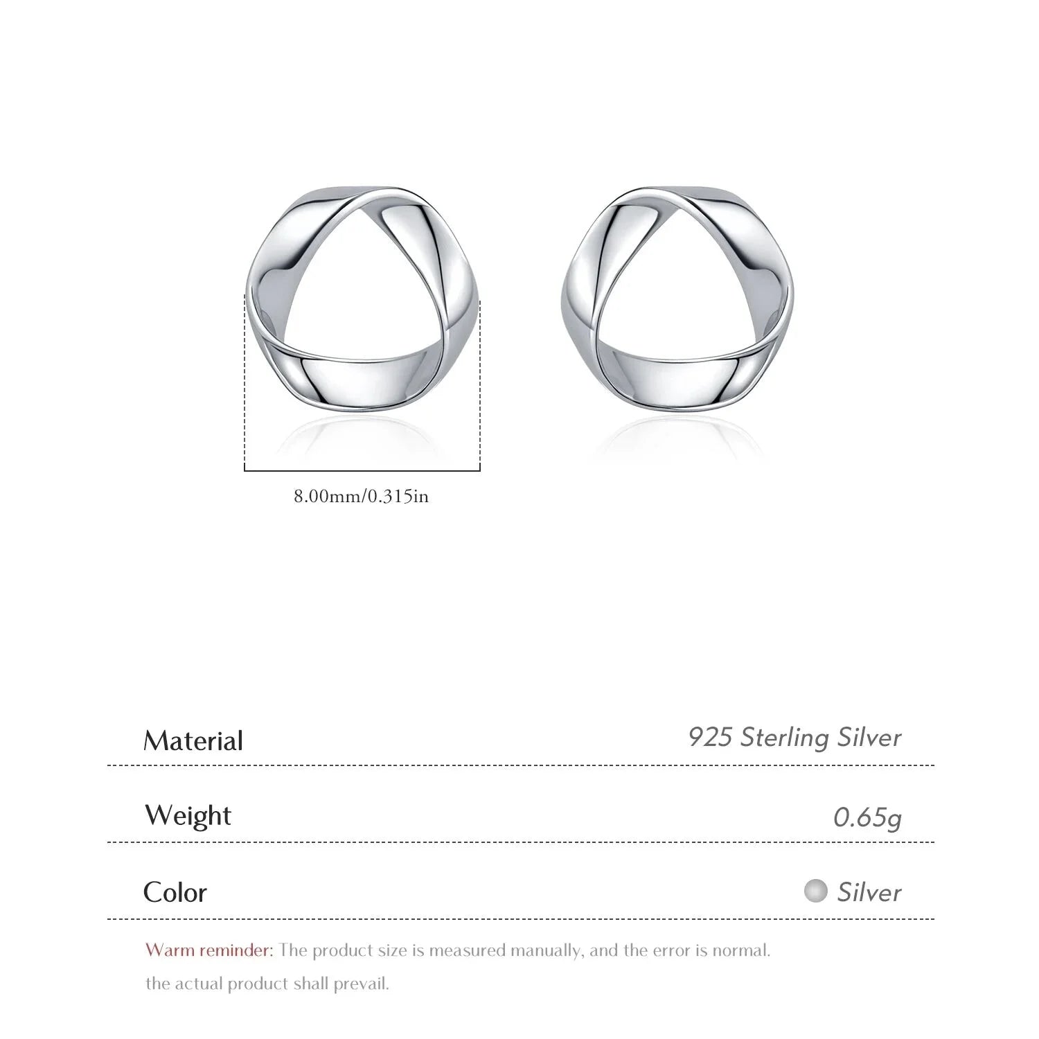 925 Sterling Silver Minimalist Wavy Stud Earrings - Women Fine jewellery