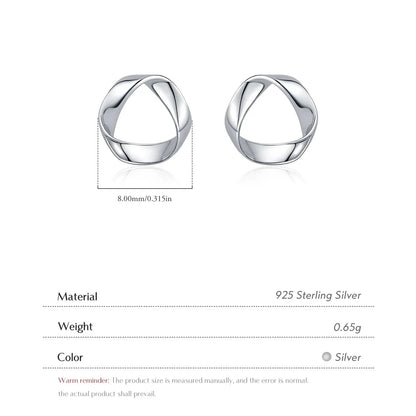 925 Sterling Silver Minimalist Wavy Stud Earrings - Women Fine jewellery