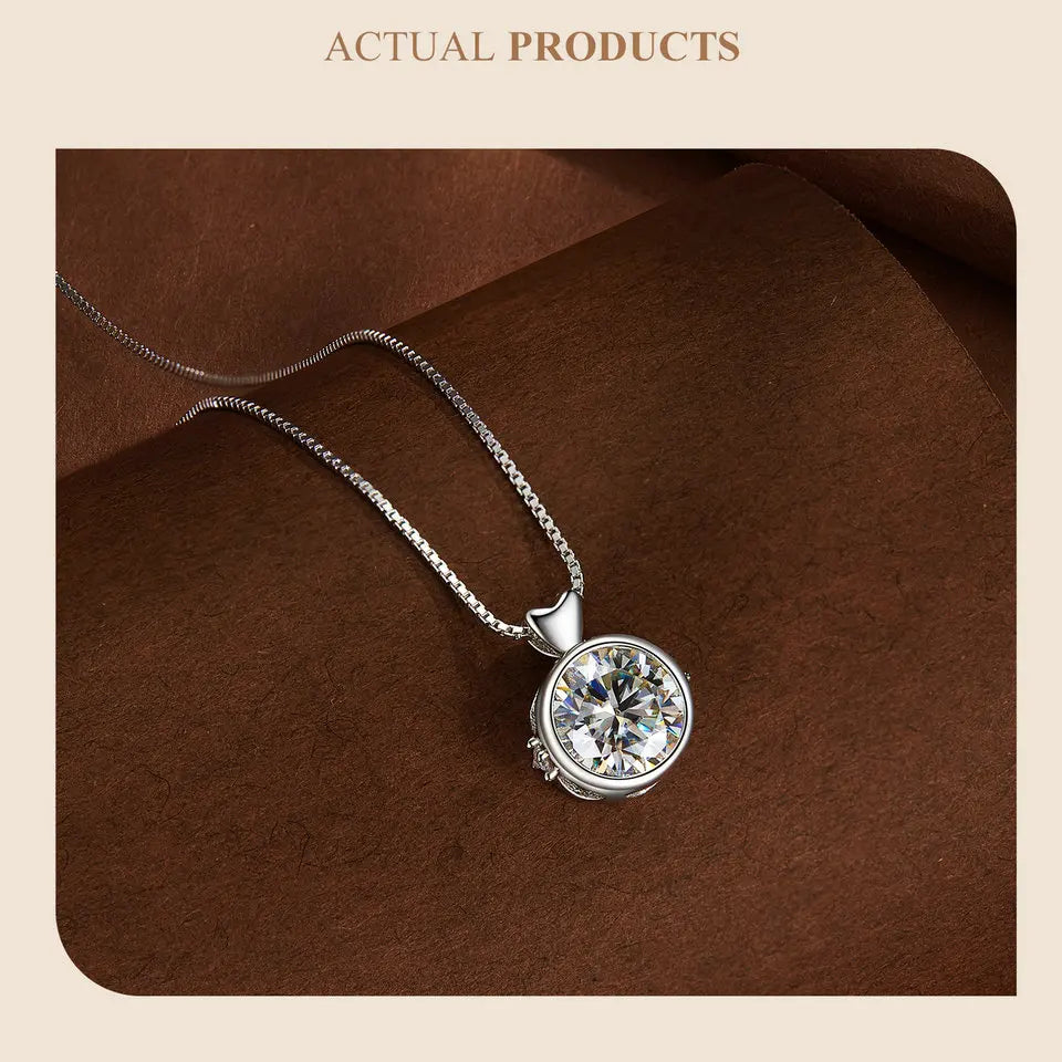Timeless Elegance: 1.0 Carat Moissanite Sterling Silver Little Heart Chain Pendant Necklace - Necklaces