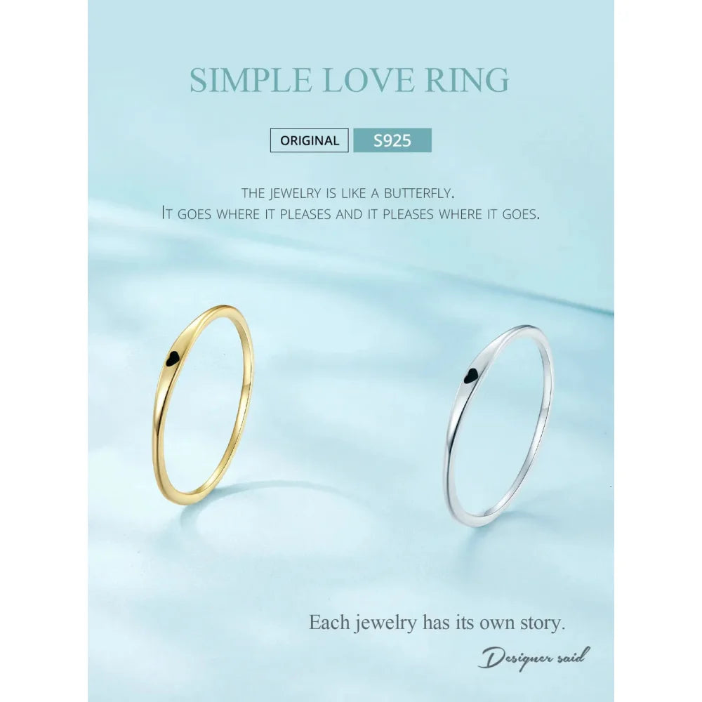 925 Sterling Silver Heart Wedding Band - Symbol of Love Stackable Promise Ring in 2 Colors (Size 5-10) - Rings