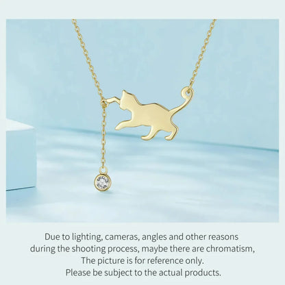 Breathtaking 925 Sterling Silver Cat Necklace | Elegant Pendant Collarbone jewellery SCN232 in 3 Colors - Necklaces