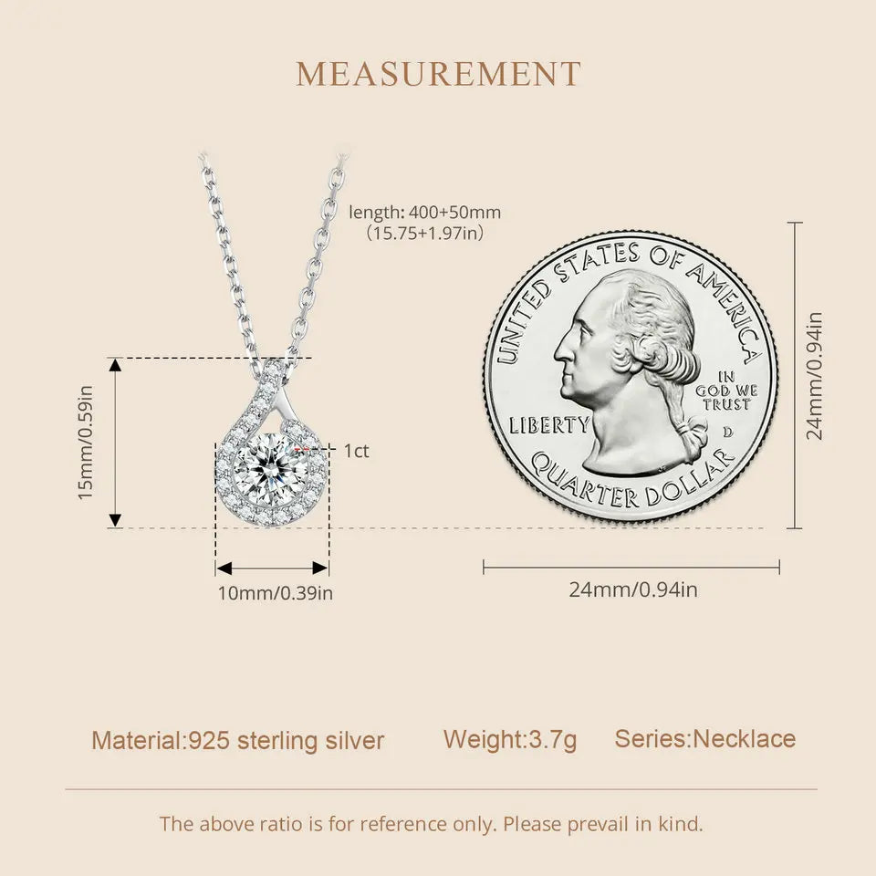 Dazzling 1ct Moissanite Sterling Silver Pendant Necklace - Necklaces