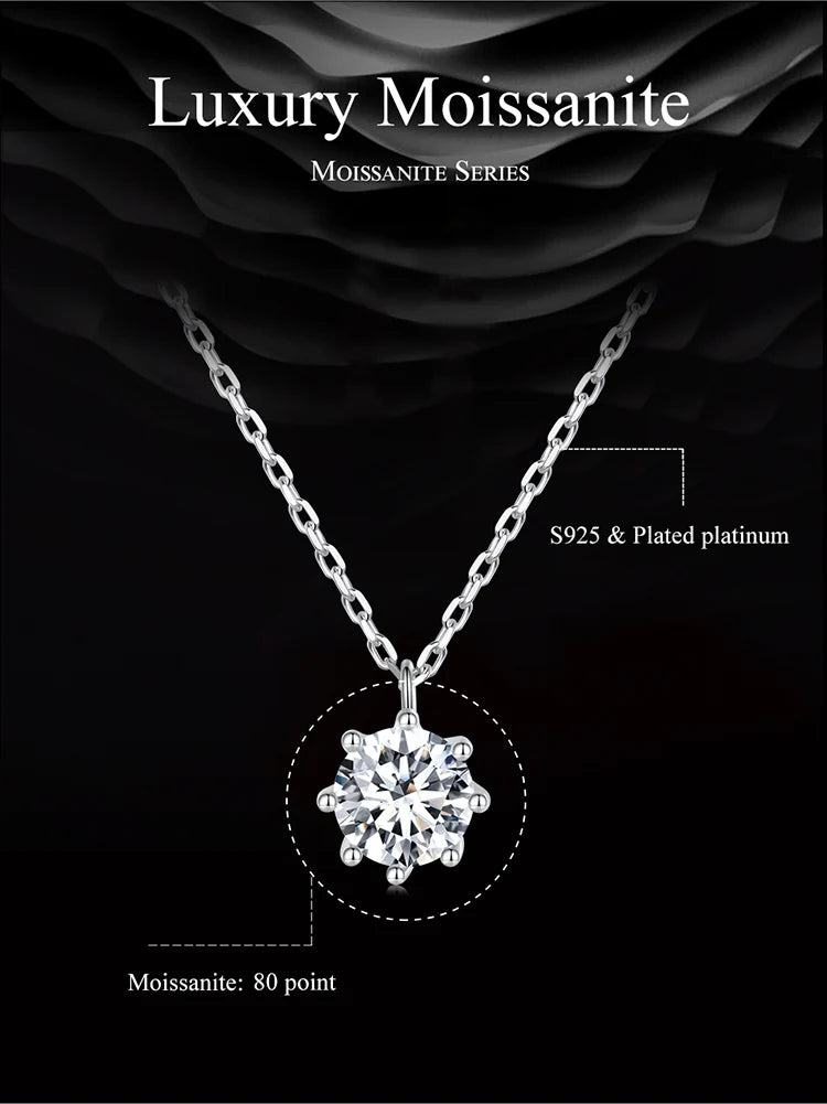 Dazzling 0.8ct Moissanite Sterling Silver Pendant Necklace - Necklaces