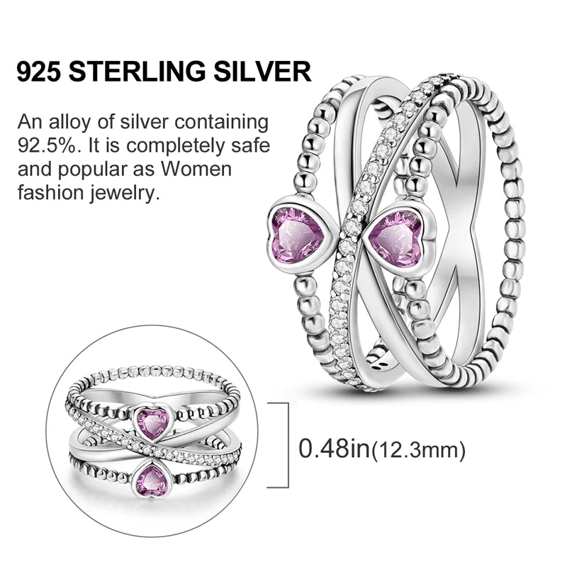 Double Heart Infinity Sterling Silver Ring - Rings