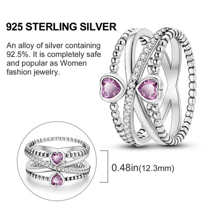 Double Heart Infinity Sterling Silver Ring - Rings