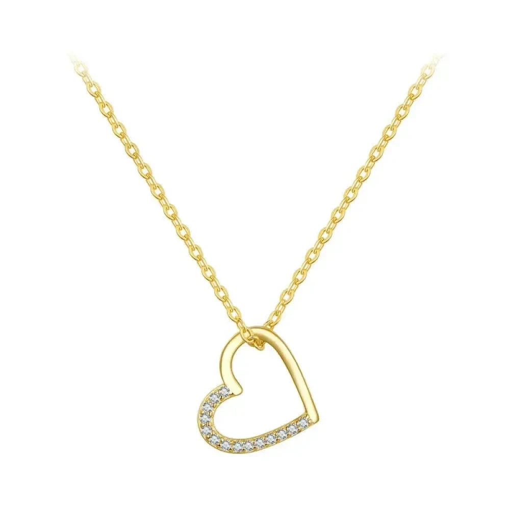 Genuine 925 Sterling Silver The Shape of Love Chain Necklace for Women - Fine jewellery 18.11’’ Collar - Gold
