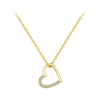 Genuine 925 Sterling Silver The Shape of Love Chain Necklace for Women - Fine jewellery 18.11’’ Collar - Gold