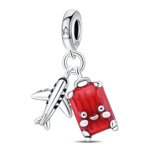 Crimson Horizons Sterling Silver Travel Charm - Charms