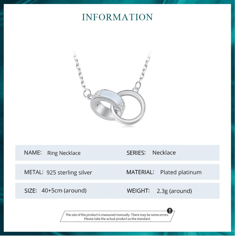 Interlocking Circles: Sterling Silver Double Ring Chain Necklace - Necklaces