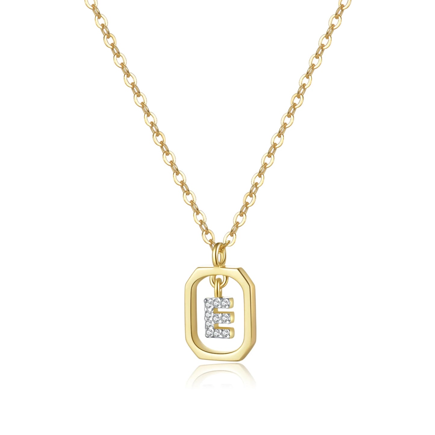 Personalized Initial Sterling Silver Pendant Necklace - Gold E - Necklaces