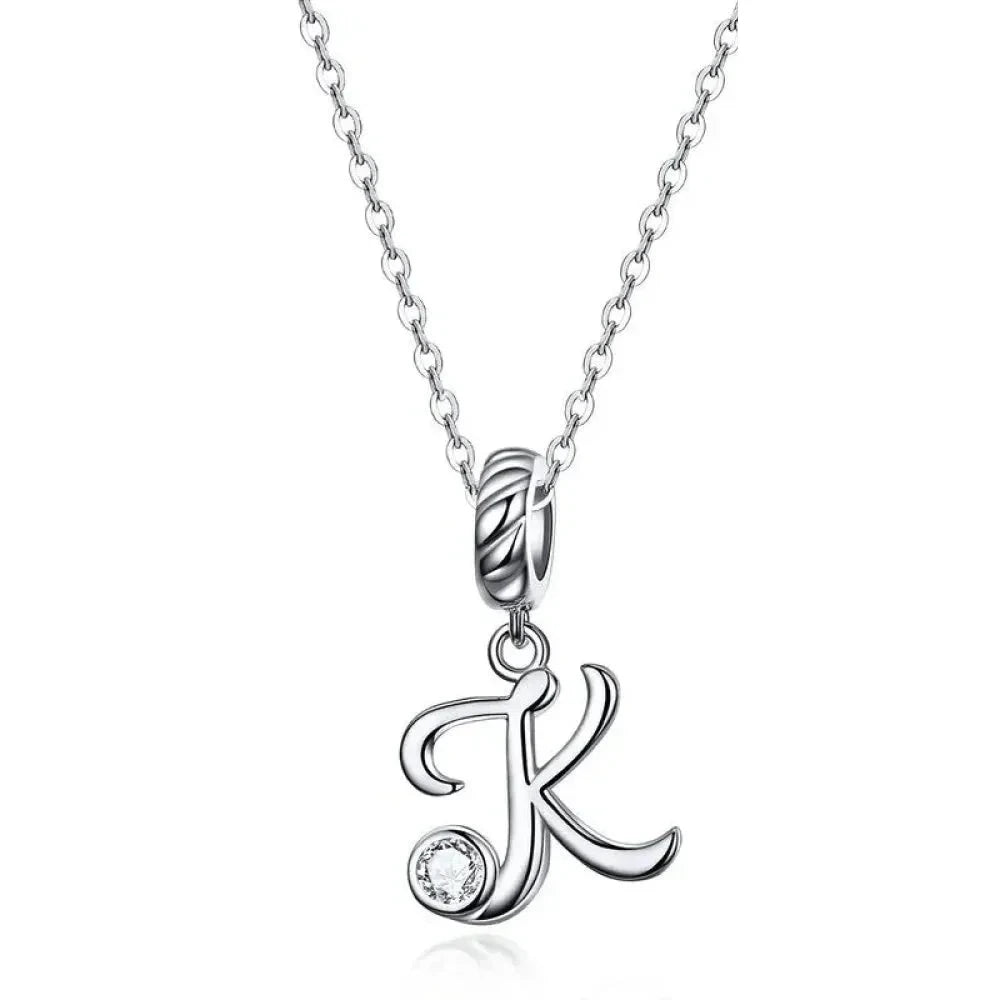 Chic and Timeless 925 Sterling Silver Initial Pendant Necklace | Platinum Plated Vintage Letter A to Z | Women’s Fine
