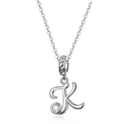 Chic and Timeless 925 Sterling Silver Initial Pendant Necklace | Platinum Plated Vintage Letter A to Z | Women’s Fine