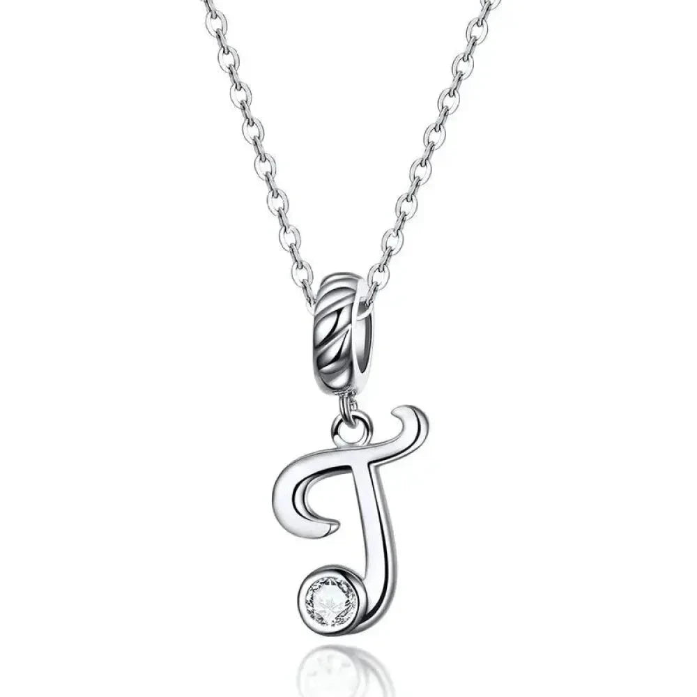 Chic and Timeless 925 Sterling Silver Initial Pendant Necklace | Platinum Plated Vintage Letter A to Z | Women’s Fine