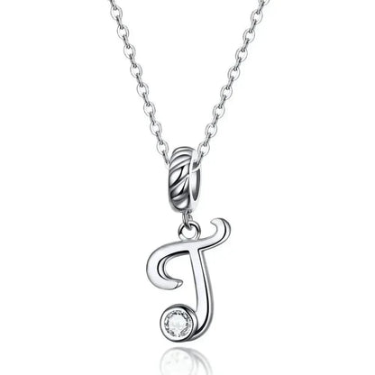 Chic and Timeless 925 Sterling Silver Initial Pendant Necklace | Platinum Plated Vintage Letter A to Z | Women’s Fine
