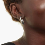 14K White Gold Plated 925 Sterling Silver Hoop Earrings Stylish And Hypoallergenic Jewelry For Women