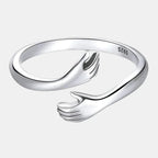 925 Sterling Silver Hug Ring – Adjustable Symbol of Love & Comfort Rings