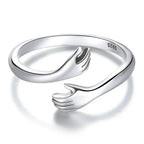 925 Sterling Silver Hug Ring – Adjustable Symbol of Love & Comfort Rings