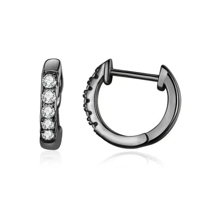Stunning 925 Sterling Silver Small Hoop Earrings - Chic and Timeless - Black / 8 Mm
